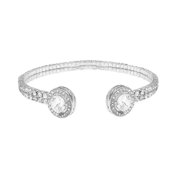 2 Row Clear Round Cuff Bracelet - Picture 1 of 1
